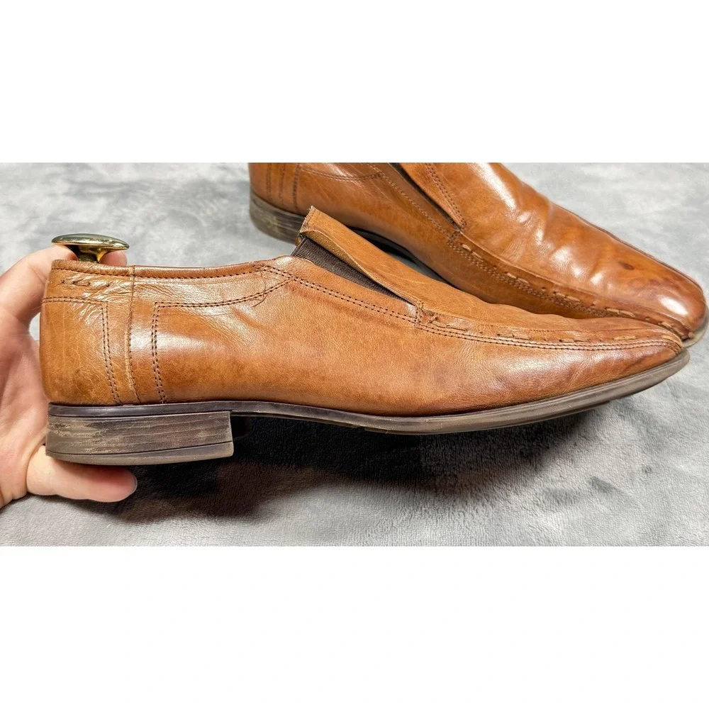 Bostonian Shoes Mens Size 10.5 Brown Leather Slip On Dress Square Toe 28684